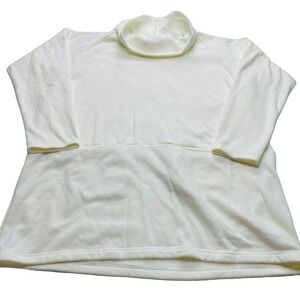 Vermont Country Store Sweatshirt Sweater Womens 2X Ivory Fleece Lined Cowl Neck